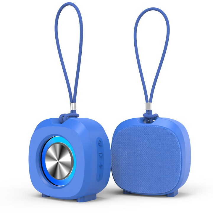 Boxa Portabila Bluetooth Waterproof Mini, IPX6, Compacta, Sunet Clar, 3W, Reincarcabila, albastru