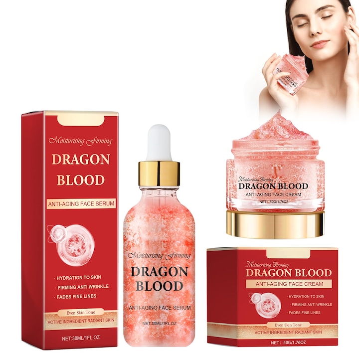 Crema de fata ferma + Ser facial antirid, Crema cu sange de dragon, Ser cu sange de dragon, Ser hidratant cu sange de dragon, Crema nutritiva si rejuvenator (30ml+50g)