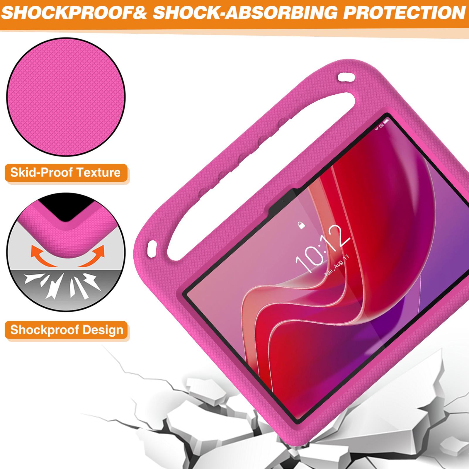 Husa tableta pentru Lenovo Tab TB-311 WiFi 10.1 2025, material EVA, cu maner si suport, protectie anti-soc, roz pal