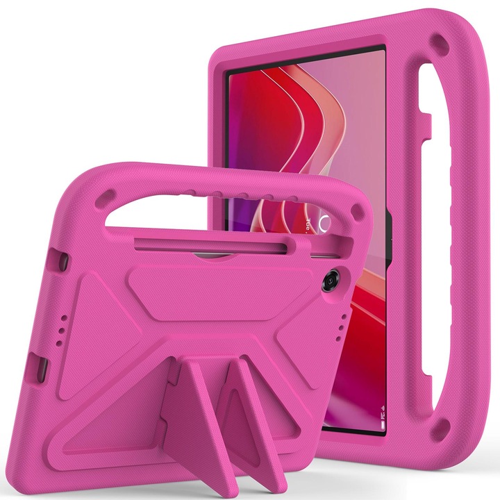 Husa tableta pentru Lenovo Tab TB-311 WiFi 10.1 2025, material EVA, cu maner si suport, protectie anti-soc, roz pal