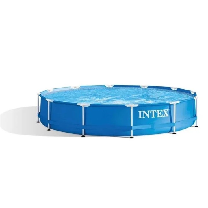 Fémvázas prizma úszómedence szűrőszivattyúval és szűrővel, Intex, Ø3.66x0.76m, kék