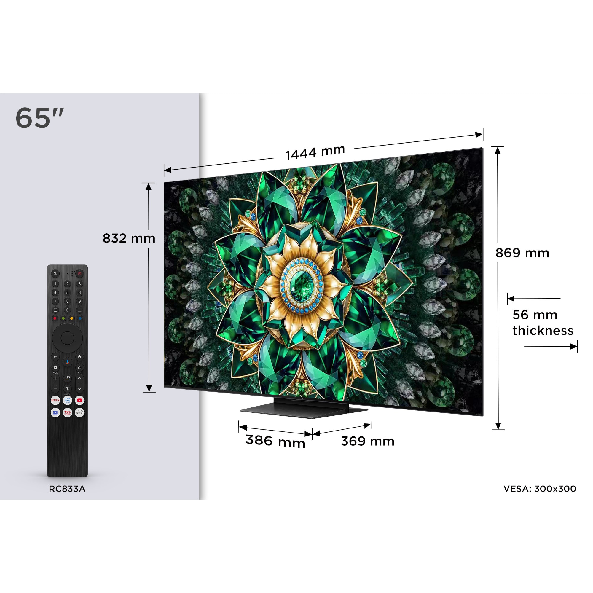 Televizor Mini LED TCL 65Q7C,164 cm, WiFi, CI+, Ultra HD 4K, 100 Hz, smart Google TV, Clasa F