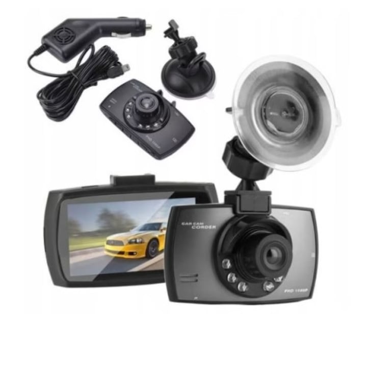 Видеорегистратор Car C a m c o r d e r IR08, FULL HD, AVI, 2.7 инча, LCD екран, Сензор за движение, Размер: 8.6х4.61.2 сантиметра, Цвят: Черен
