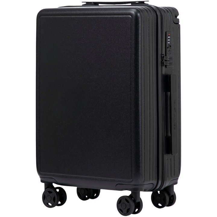 Valiza de cabina, Wings, ABS+, negru, 55,5x37x22,5 cm, 38L