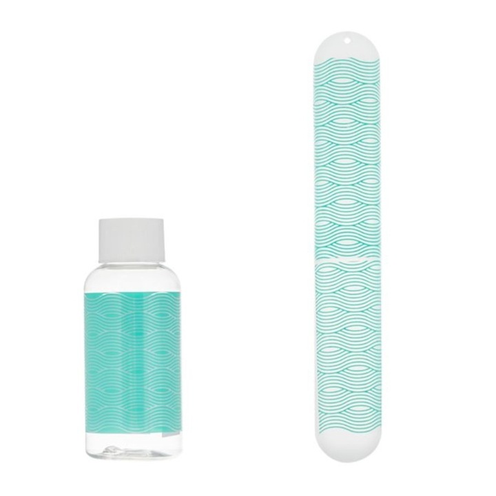 Set sticla si husa periuta de dinti, de calatorie, plastic, turcoaz, 2 buc, 80ml