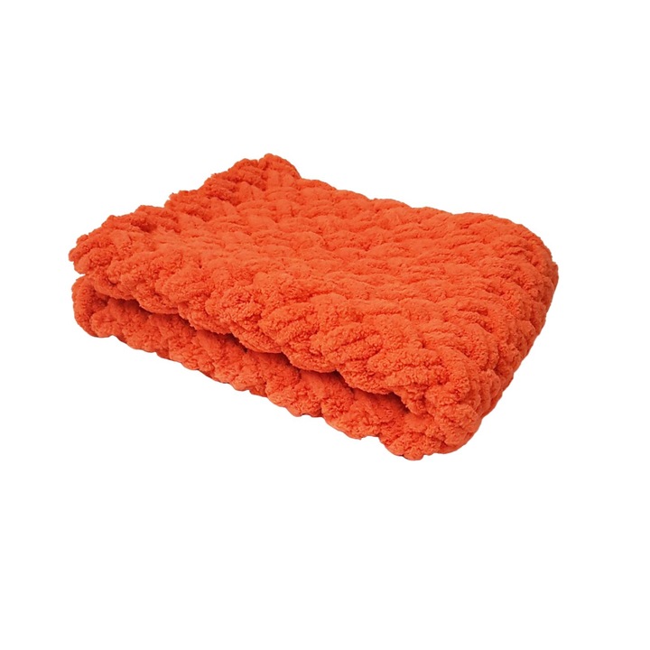 Patura pentru caini si pisici, Blanosic, Lucrata manual, Portocalie, 45 x 55 cm