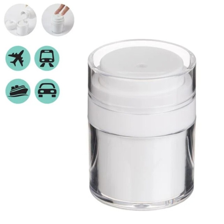 Recipient cosmetice cu pompa, alb/transparent, 30g, 5.5x7.3cm