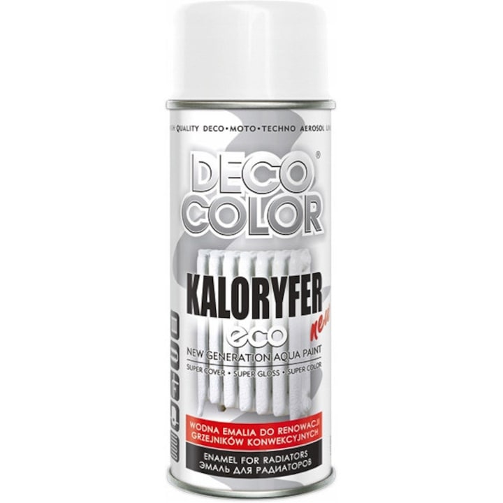 Email pentru calorifere Deco Color ECO 400ml, RAL 9016, rezistenta la temperaturi ridicate, uscare rapida