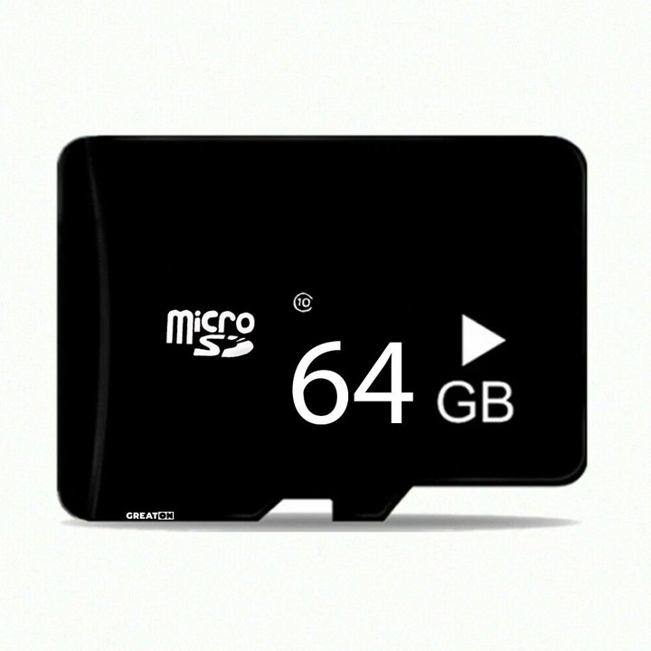 GREATON 64 GB MicroSD карта памет, съвместима с камера, видео, камера за наблюдение, телефон, лаптоп, таблет, автомобилен DVR, не съдържа SD адаптер, черна