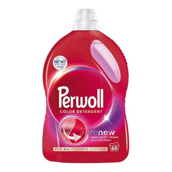 Течен перилен препарат Perwoll Renew & Repair Color & Fiber, 60 пранета, 3 л, интензивна грижа за цветни дрехи