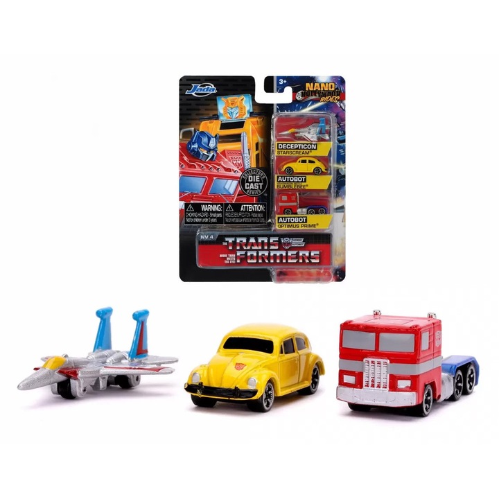 Transformers set 3 nano masinute metalice 4cm