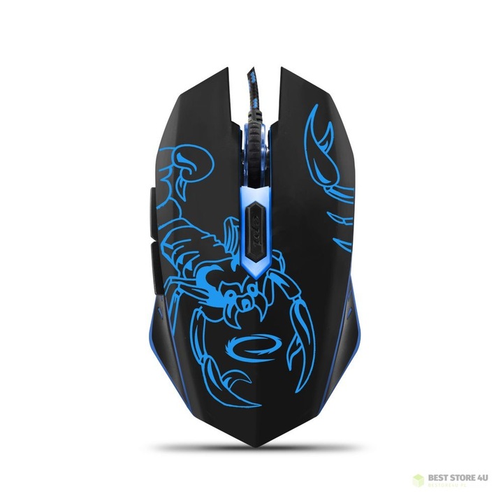 Mouse gaming cu fir si iluminare de fundal - Esperanza Scorpio EGM203B - Albastru