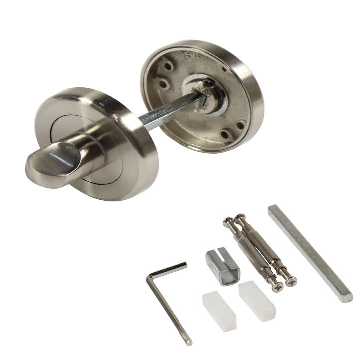 Rozeta rotunda pentru broasca baie, Yale, otel, nichel satinat, 54 mm, 2 buc / set