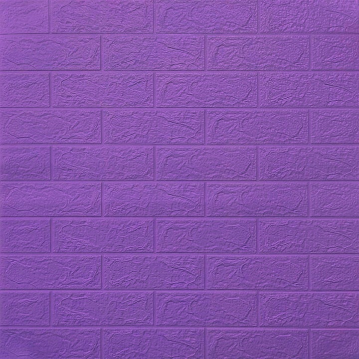 Placa autocolanta 3D, STICKERWALL, caramida, violet, 70x77cm