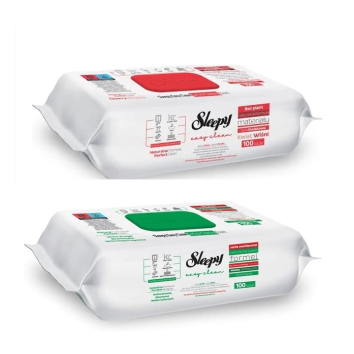 PACHET - 2 X 100 Servetele Umede Sleepy Easy Clean Multisuprafete, 200 Buc
