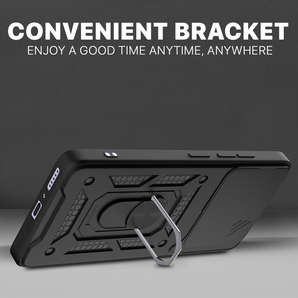 Husa pentru Motorola Edge 60 Fusion, SKYDDAR INNOVATION, CamShield, Albastru, set cu sticker