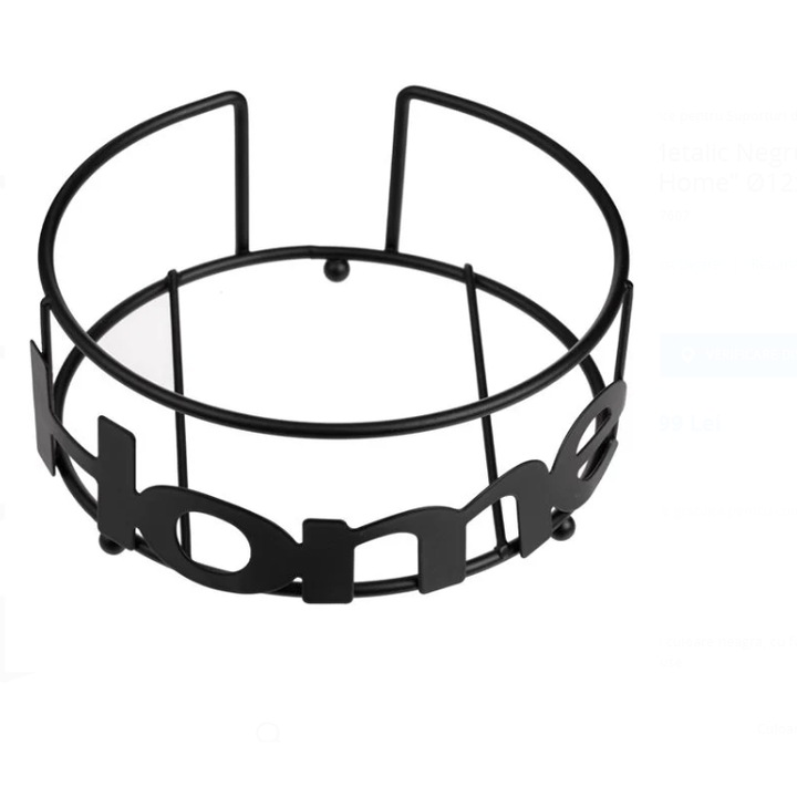 Suport rotund pentru pahare, Home, Metal, Negru