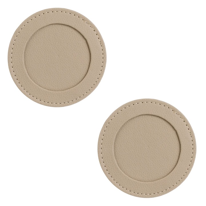 2 db kerek, bézs színű pohártartó készlet PVC borítással, ø10cm