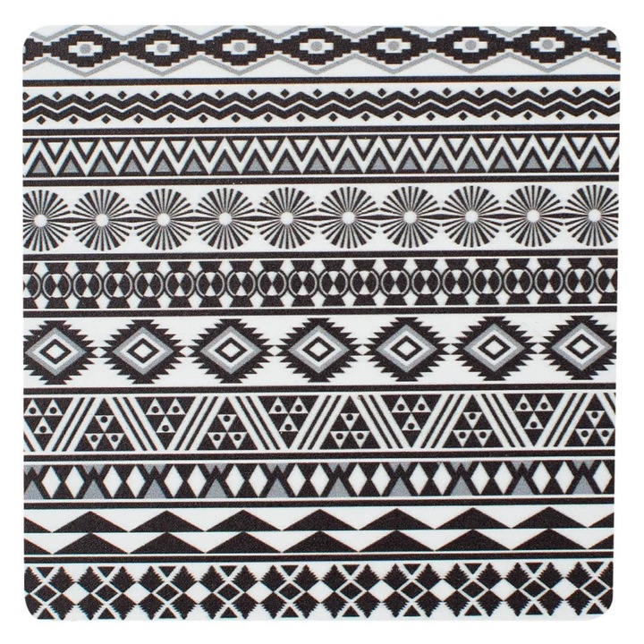 Fa alátét azték fekete-fehér nyári mintával 11x11cm