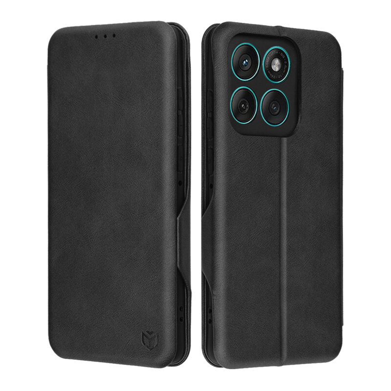 Husa pentru Motorola Edge 60 Fusion, SKYDDAR INNOVATION, Safe Wallet tip carte din Piele Ecologica, Suport Carduri, Inchidere Magnetica, Negru, set cu sticker