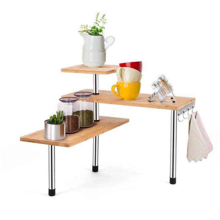 3-етажен ъглов рафт, HYNAWIN, компактен дизайн, стабилен