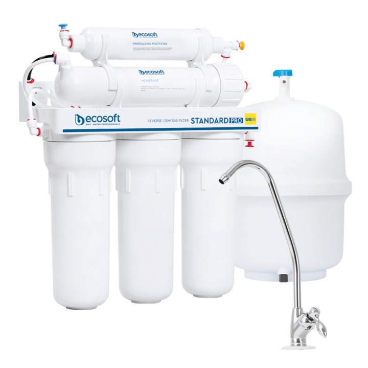 Ecosoft Standard, Икономична обратна осмоза, 5 степени, мембрана 50 GPD, реминерализационен патрон