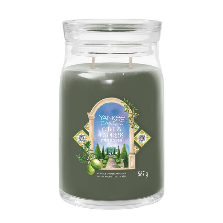 Ароматна свещ Yankee Candle в голям буркан Signature Olive & Cypress