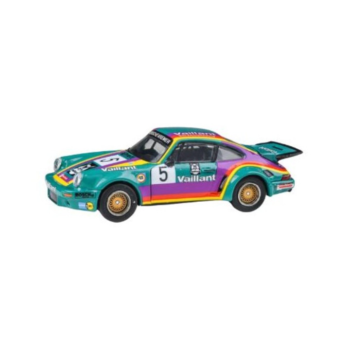 Modellautó Porsche 911 3.0 RSR Vaillant fotómaratott kerekekkel zöld LHD 1:64 Para64