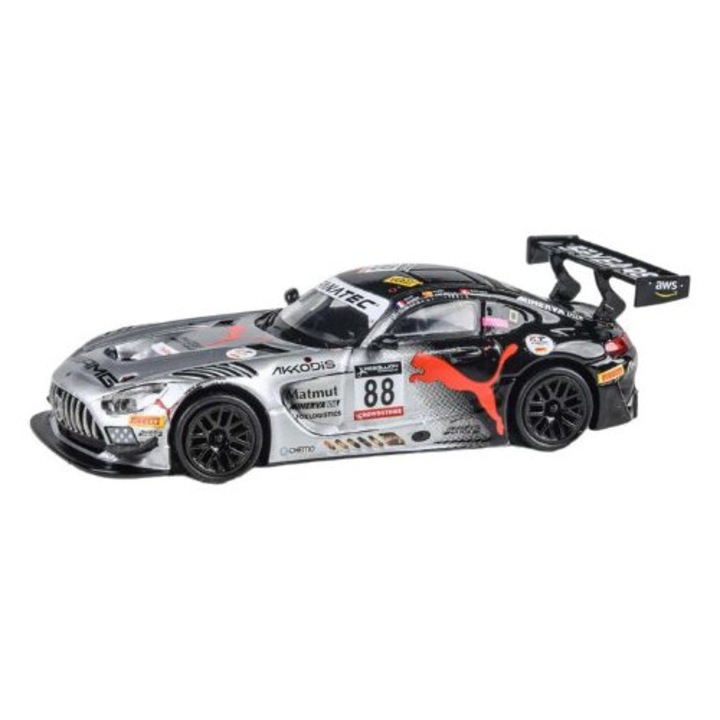 Modellautó Mercedes AMG GT3 Evo #88 24H Spa Akkodis P1, ezüstszürke, RHD 1:64, Para64