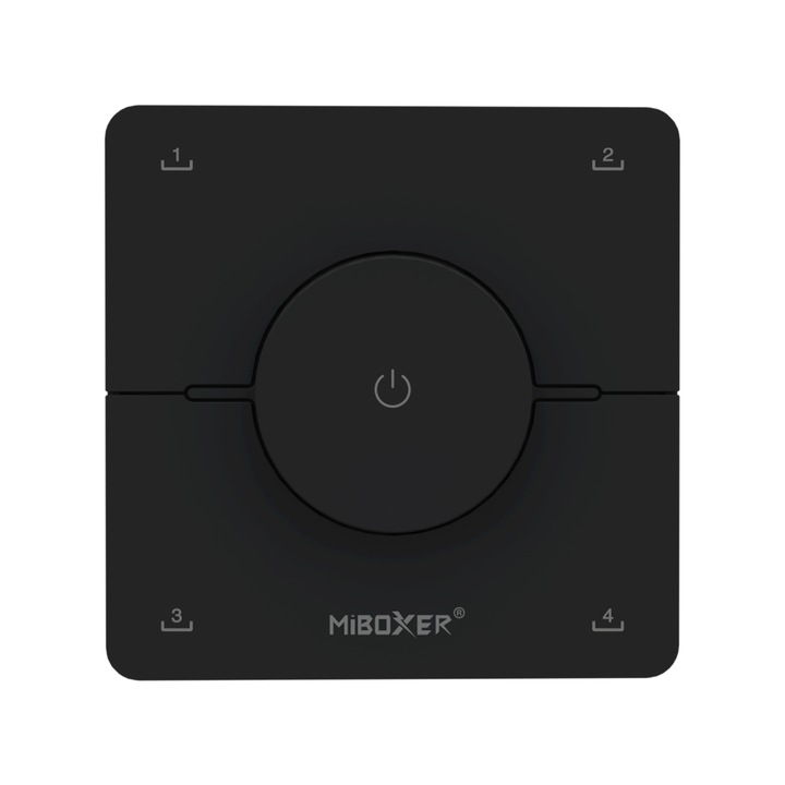 Telecomanda de perete rotativa MiBoxer, K0, 4 scenarii, Monocolor/Dual White, 2.4Ghz, Negru