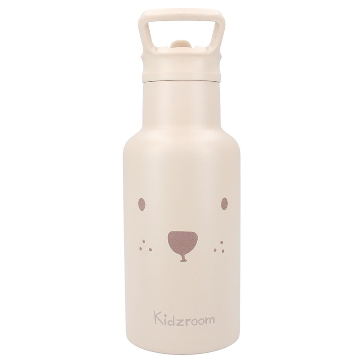 Sticla termica pentru copii Kidzroom 350 ml, inox, bej, 21x7x7 cm
