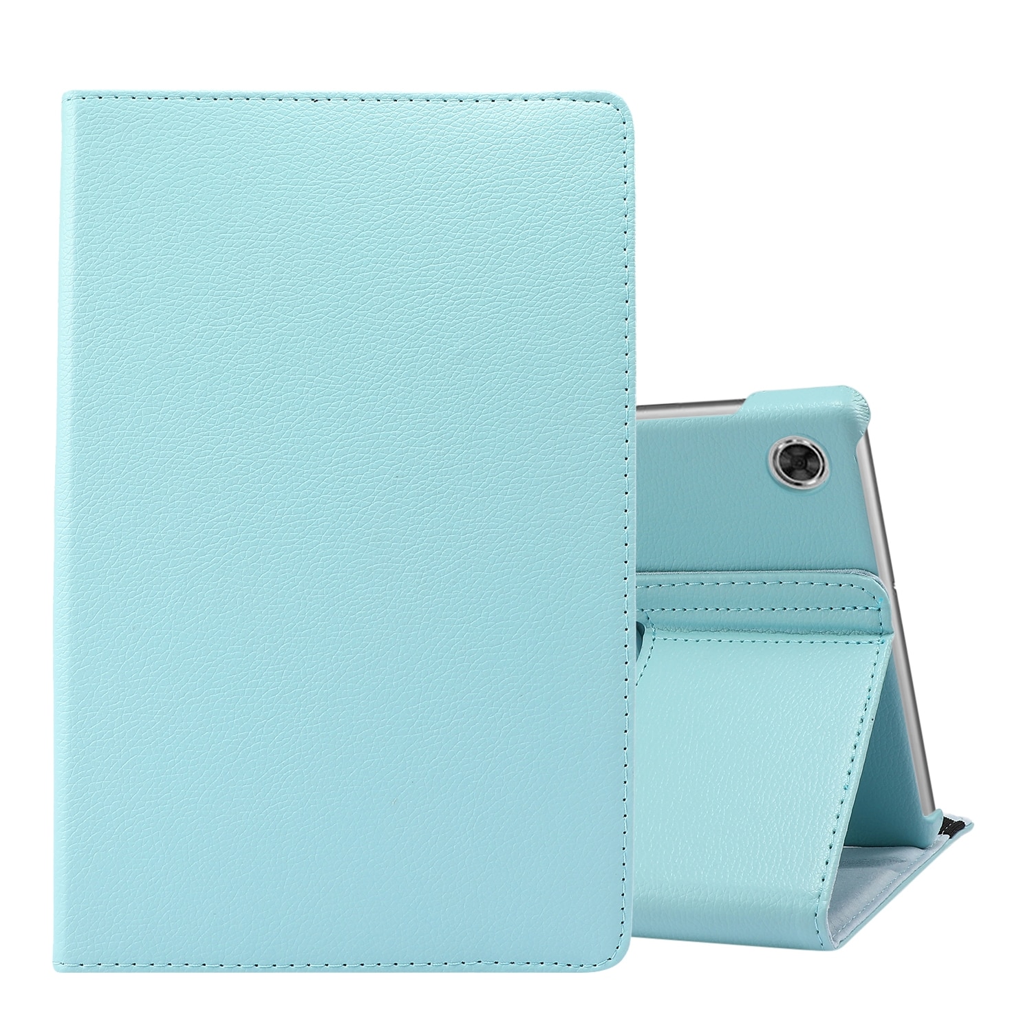 Husa tableta pentru Lenovo Tab M10 Plus 10.3, piele textura piele de lac, rotire 360 grade cu suport (Albastru cer)