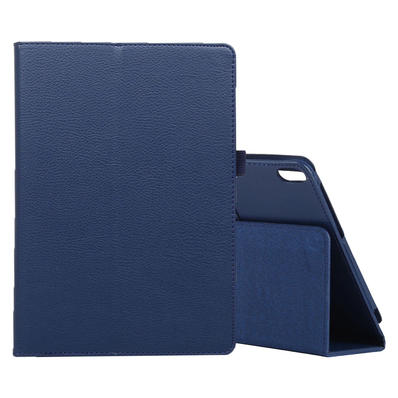 Husa tableta pentru Lenovo Smart Tab M10 / P10 10.1 inch, textura litchi, design orizontal, piele, suport si loc pentru stilou, Albastru inchis