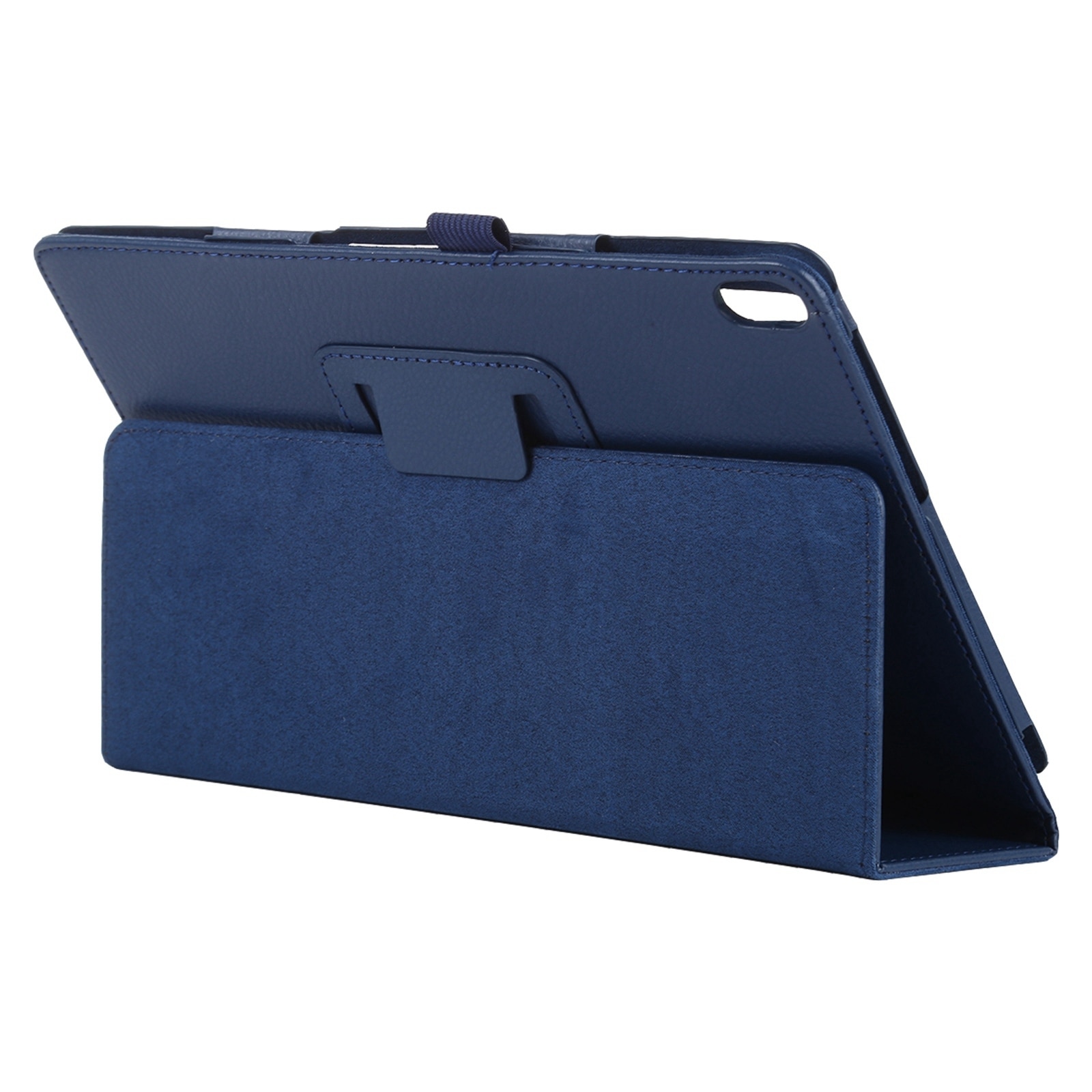 Husa tableta pentru Lenovo Smart Tab M10 / P10 10.1 inch, textura litchi, design orizontal, piele, suport si loc pentru stilou, Albastru inchis