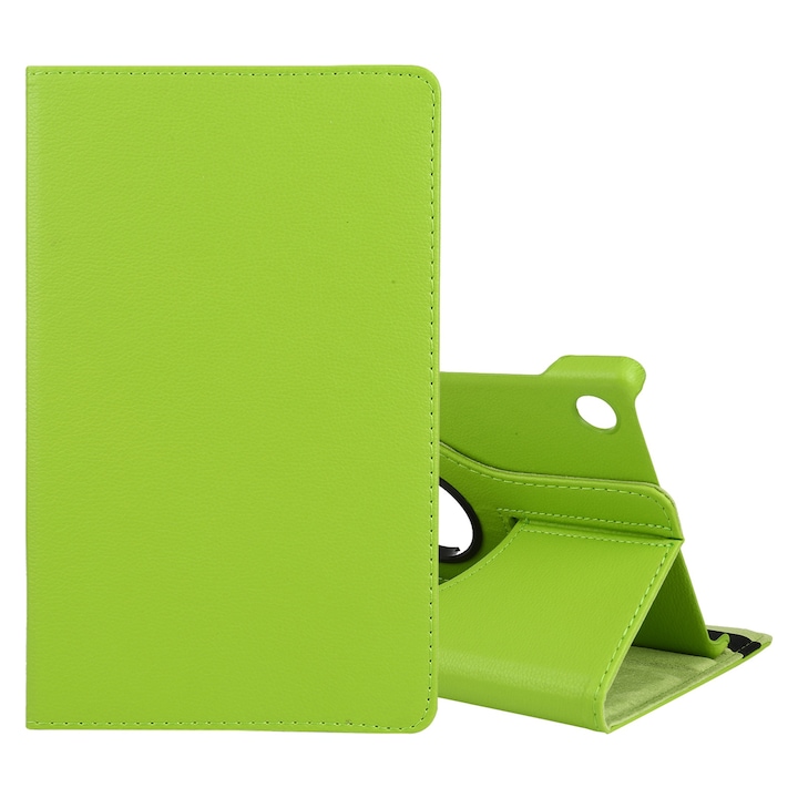 Husa tableta pentru Lenovo M10 HD, piele texturata in model litchi, design orizontal cu suport si slot pentru pix, Verde