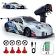 Masina RC cu Telecomanda Timebox, Drift Car 1:24, 4WD, 20km/h, LED-uri, Anvelope Inter-schimbabile, 2 Baterii tip acumulator reincarcabile si Design Sportiv, Jucarie Cadou Ideal pentru Copii si Adulti +7 ani, Gri