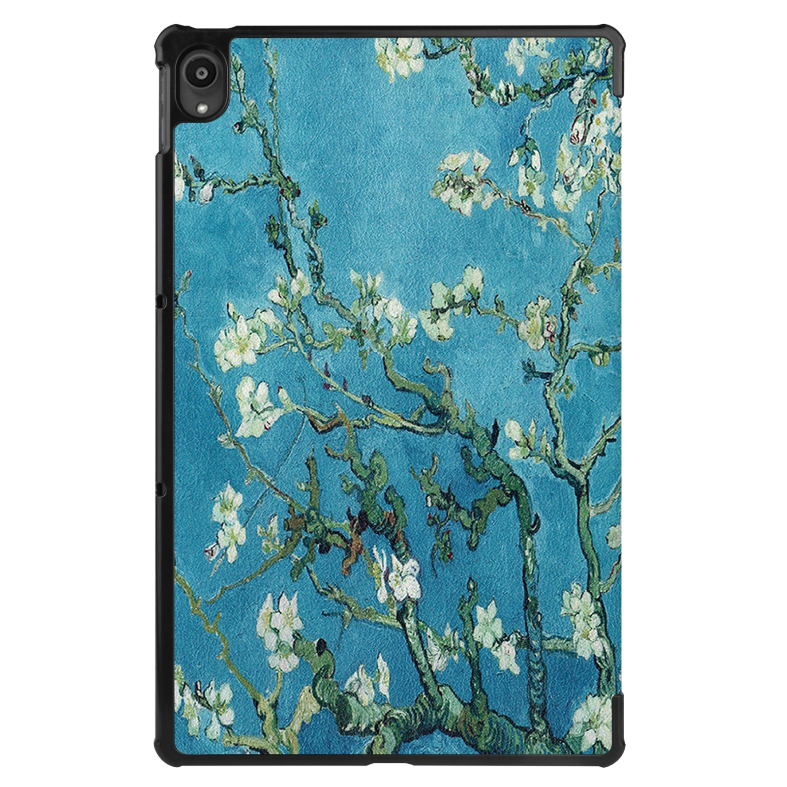 Husa tableta pentru Lenovo Tab P11 TB-J606F / TB-J607Z, piele inteligenta, tip carte cu suport, design Custer Painted, 3 plieri, floare de cais, apricot