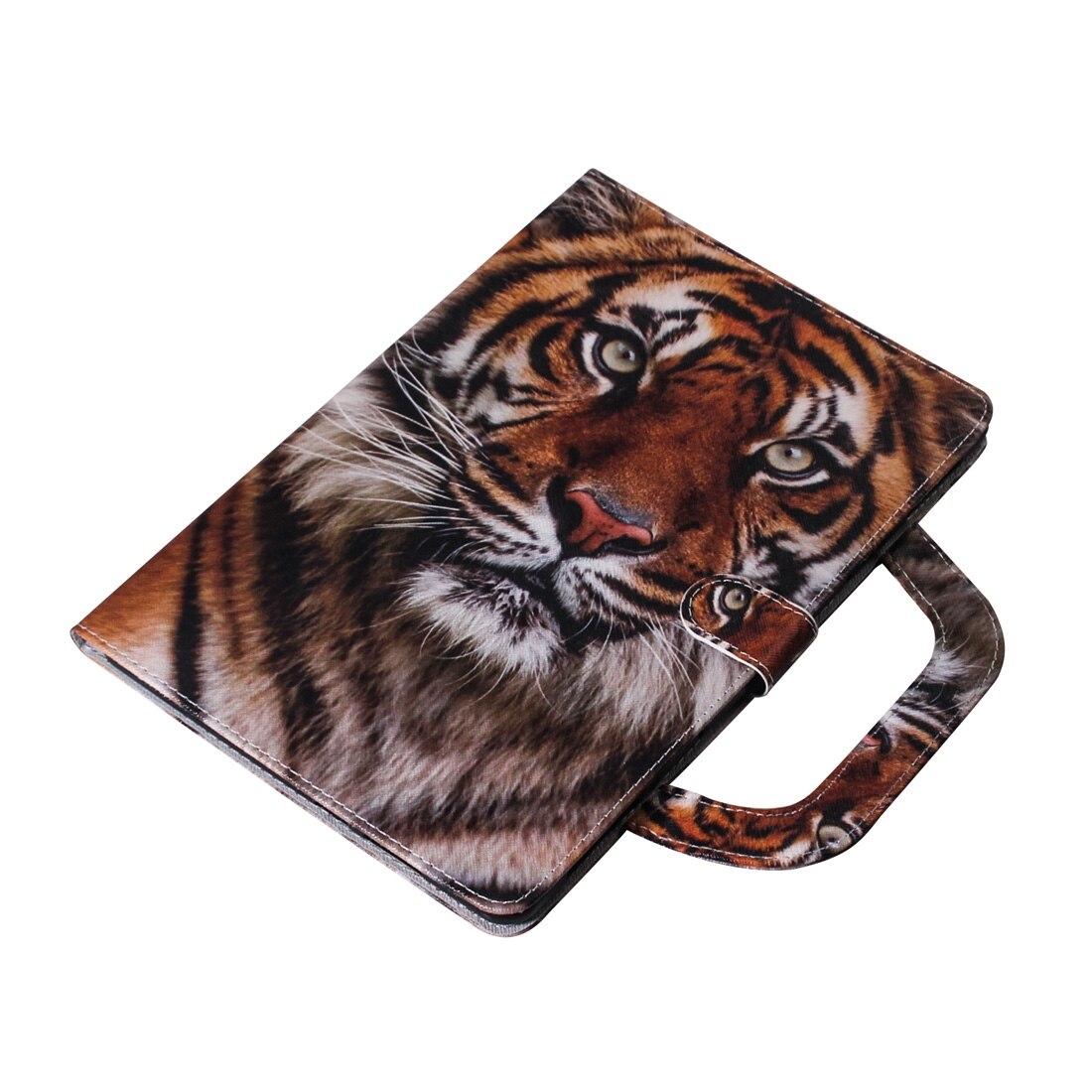 Husa tableta pentru Lenovo Tab M10 FHD Plus TB-X606, material piele PU, design orizontal cu desen colorat, suport si buzunar pentru carduri si portofel(Tigru Amur)