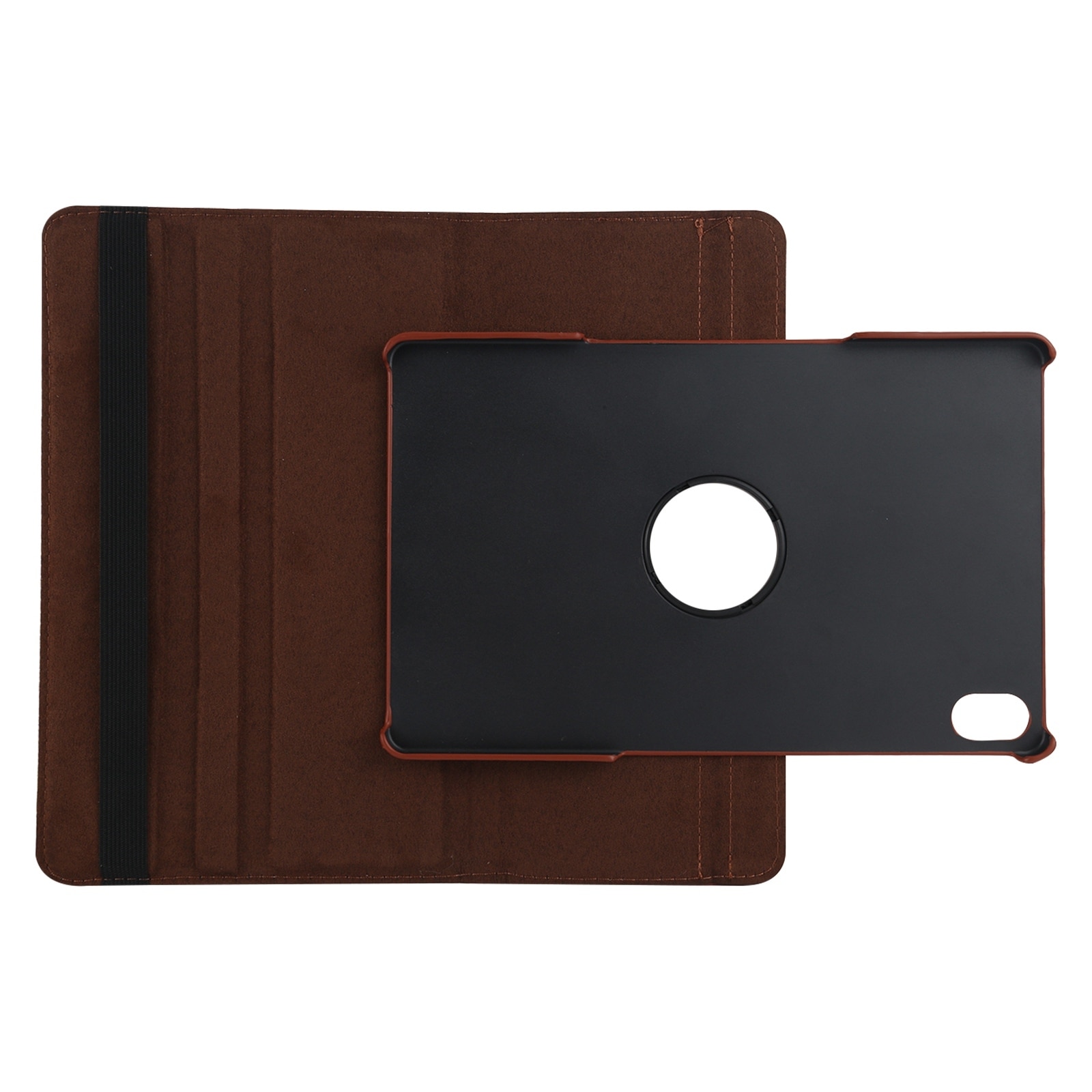 Husa tableta pentru Lenovo Tab P11 / Tab P11 5G, textura litchi, rotire 360 grade, piele cu suport, Maro