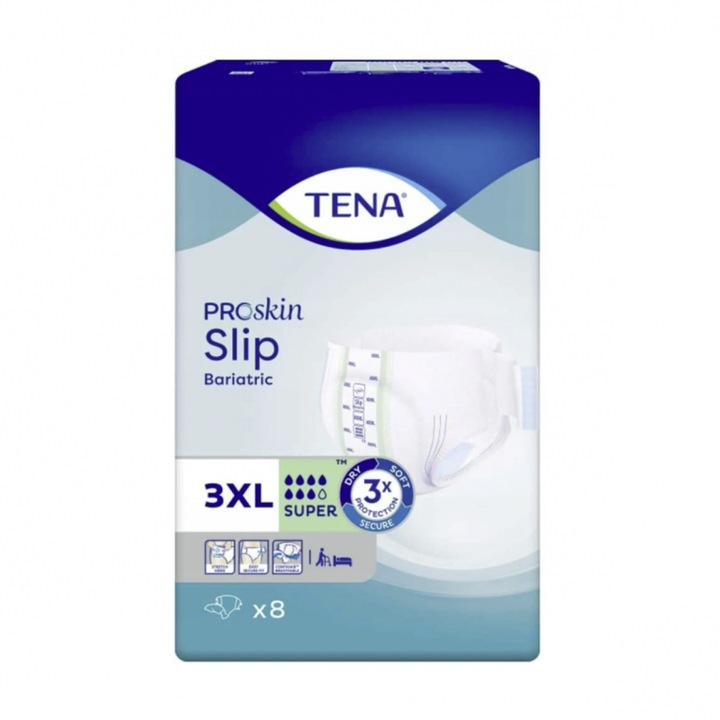Пелени за възрастни TENA Slip ProSkin, 3XL, комплект от 8 броя, дишащ материал, защита от протичане