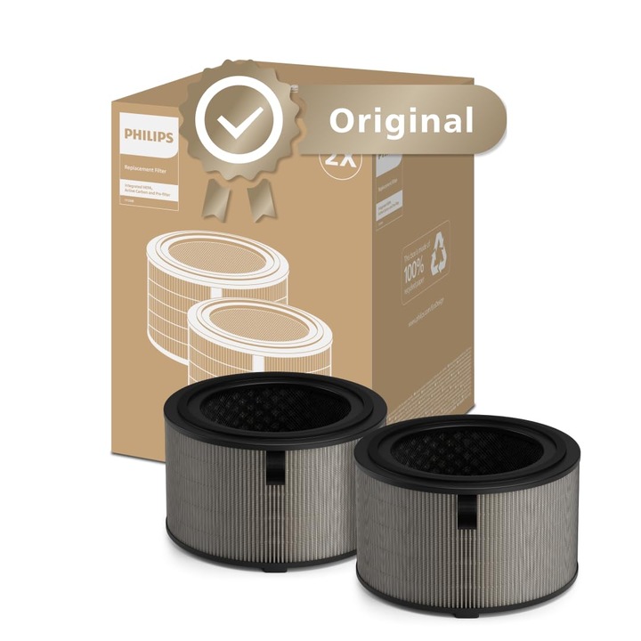 Filtru De Schimb Original Philips Pentru Purificatoarele De Aer Din Seria 3200 Ac3210, Ac3220 Si Ac3221, Hepa Nanoprotect + Carbune Activ, Durata De Viata De 12 Luni, Negru/Alb (Fy3200/30)