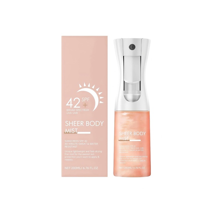 Naptej Spray SPF42, Természetes Vízálló Formula, Naptej Testpermet, Aeroszol 200 Ml Arcra és Testre
