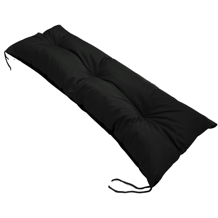 Perna decorativa pentru gradina, 120x40cm, neagra, material impermeabil, cu snururi de prindere