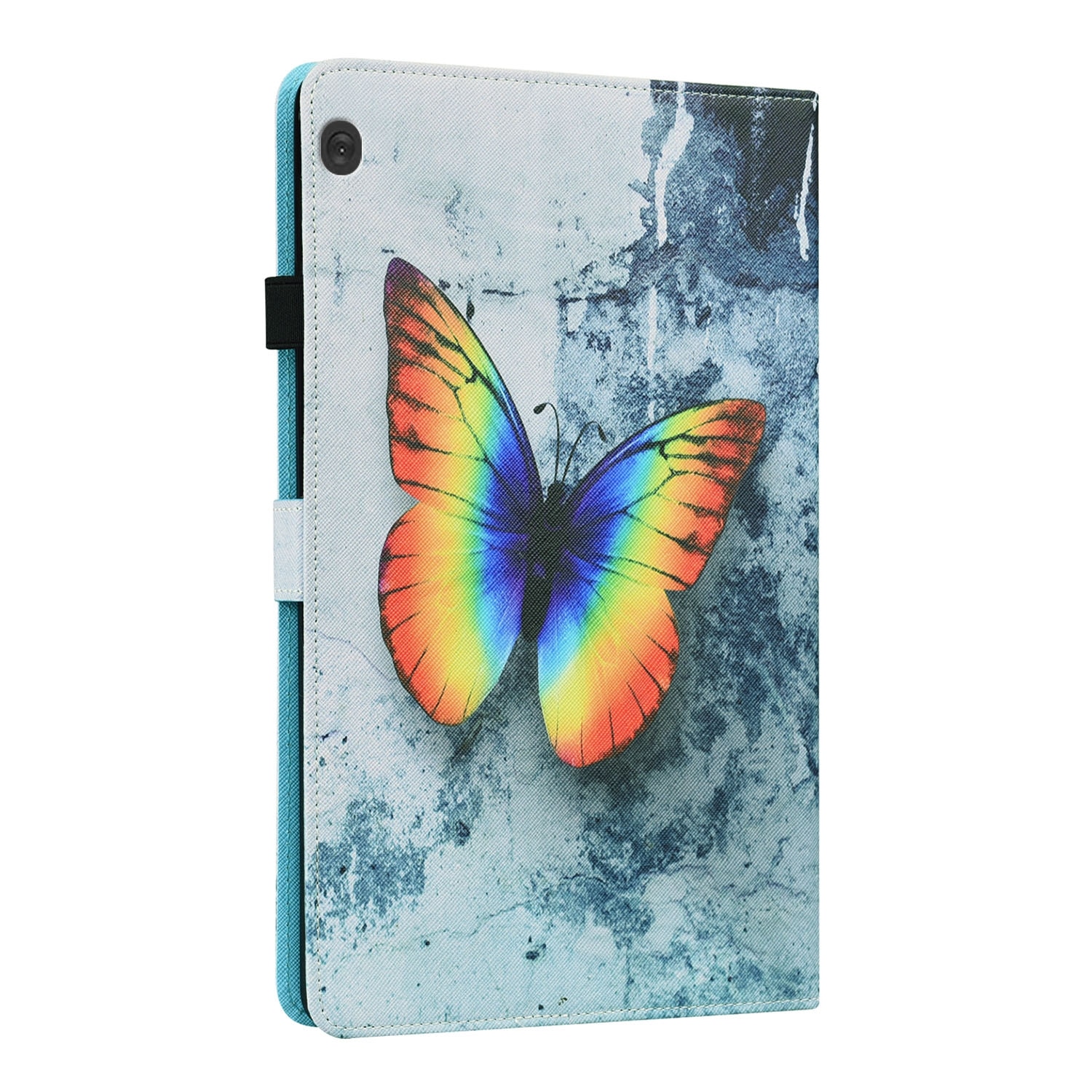 Husa tableta pentru Lenovo M10 FHD REL TB-X605FC / TB-X605LC, piele cu model animal, tip carte cu suport si sloturi pentru carduri si fotografii (fluture colorat)