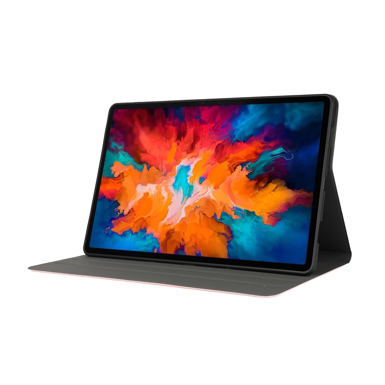 Husa tableta pentru Lenovo Tab P11 Pro, model TB-XJ706F, material TPU texturat, design orizontal tip flip cu suport, culoare roz aurie