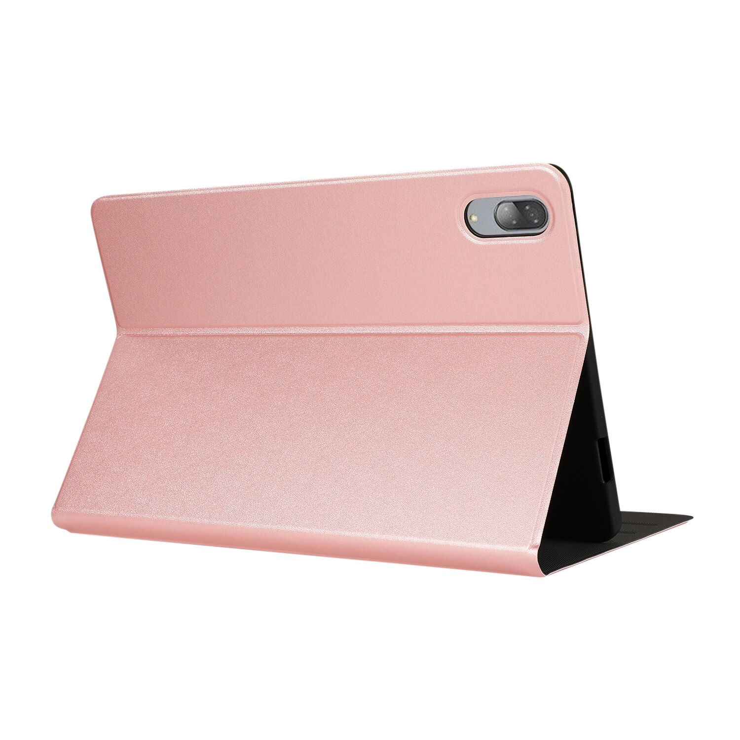 Husa tableta pentru Lenovo Tab P11 Pro, model TB-XJ706F, material TPU texturat, design orizontal tip flip cu suport, culoare roz aurie