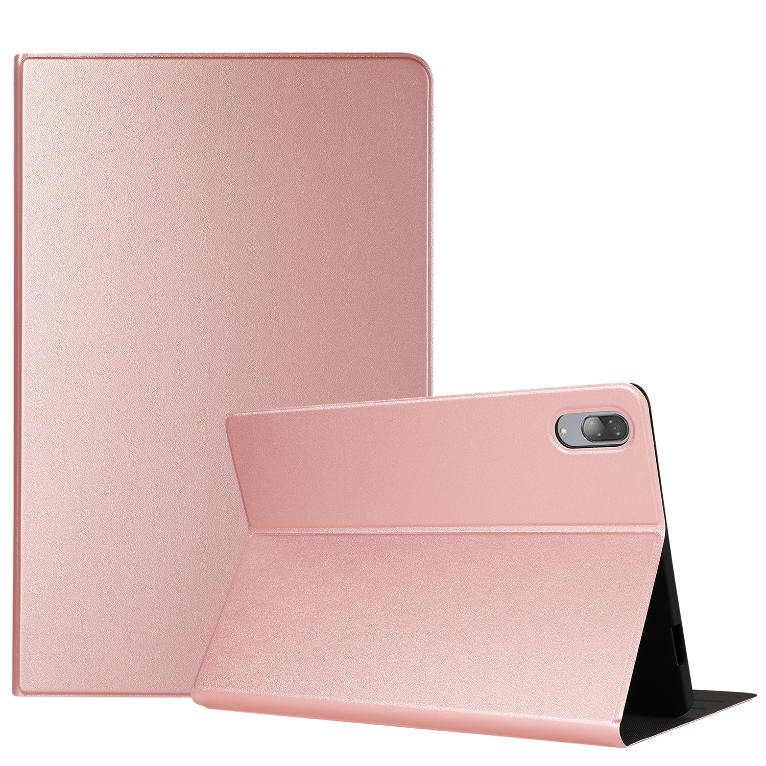 Husa tableta pentru Lenovo Tab P11 Pro, model TB-XJ706F, material TPU texturat, design orizontal tip flip cu suport, culoare roz aurie