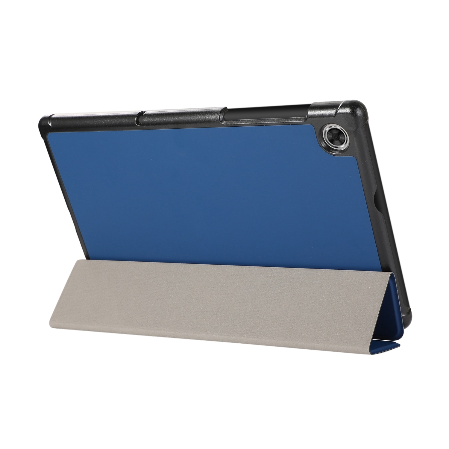 Husa tableta pentru Lenovo Tab M10 HD (X306) 3 pliabil textura piele orizontala flip TPU + PU cu suport (Albastru marin)