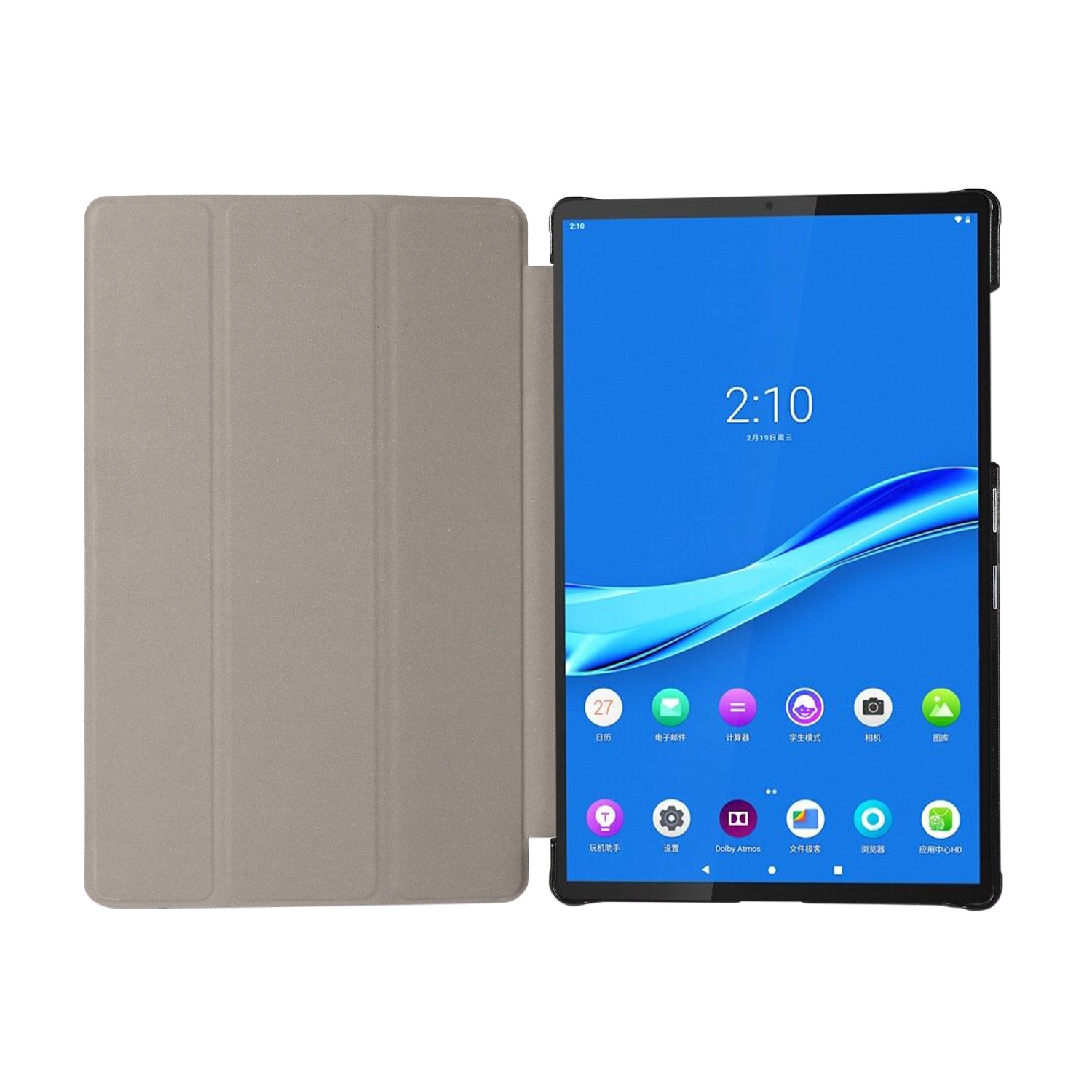 Husa tableta pentru Lenovo Tab M10 HD (X306) 3 pliabil textura piele orizontala flip TPU + PU cu suport (Albastru marin)
