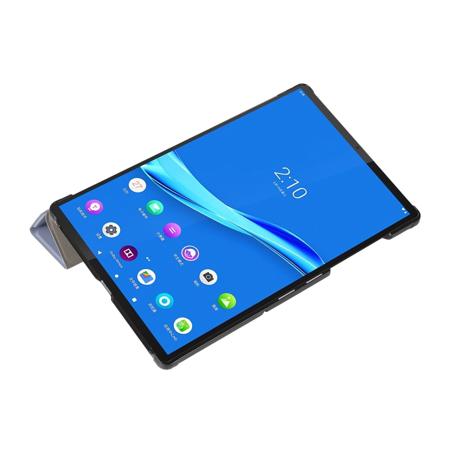 Husa tableta pentru Lenovo Tab M10 HD (X306) 3 pliabil textura piele orizontala flip TPU + PU cu suport (Albastru marin)